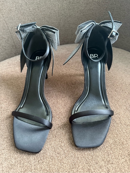 bp Shoes - bp Black Ankle-Strap Heels with Decorative Bow